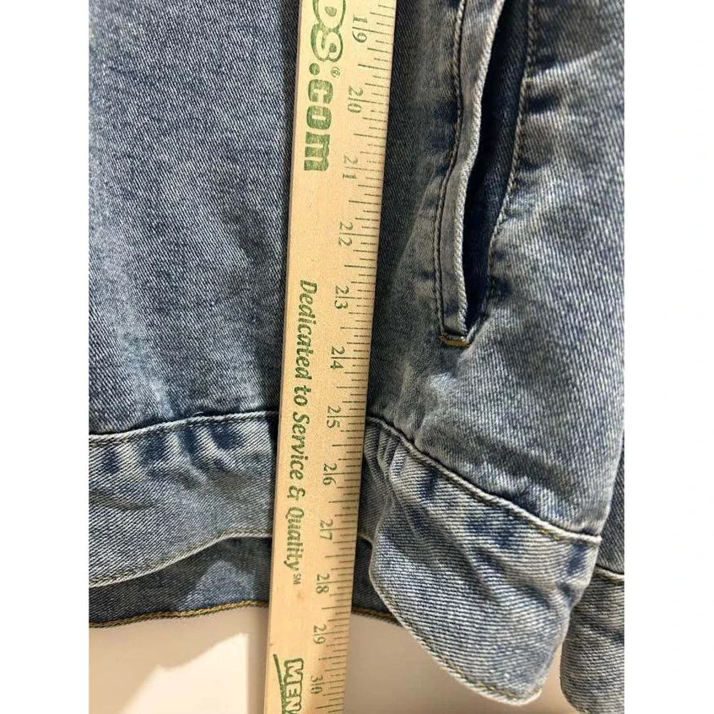 Retro Acid Wash Denim Hoodie Pullover Blue Oversized Jean Jacket 2XL Mens - Picture 5 of 6